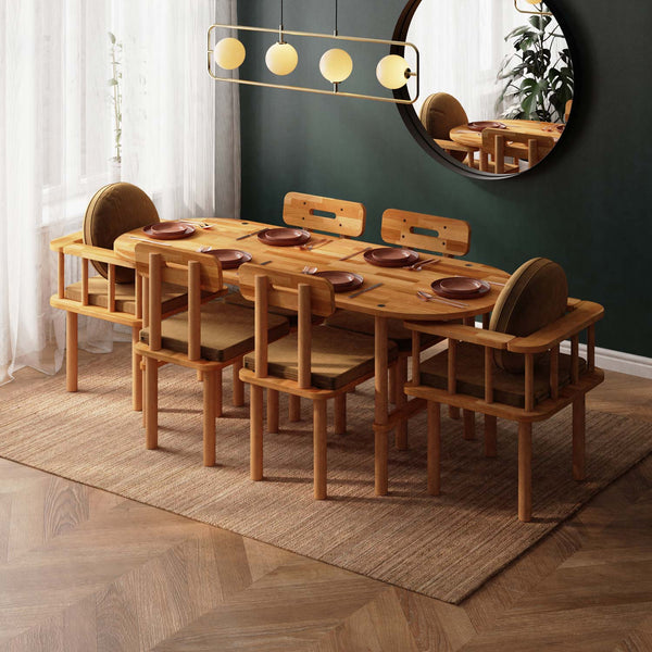 Agna Dining Table and Chair Set – 75" x 31" (190 x 78 cm)