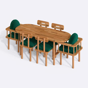 Agna Dining Table and Chair Set – 75" x 31" (190 x 78 cm)