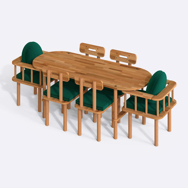 Agna Dining Table and Chair Set – 75" x 31" (190 x 78 cm)