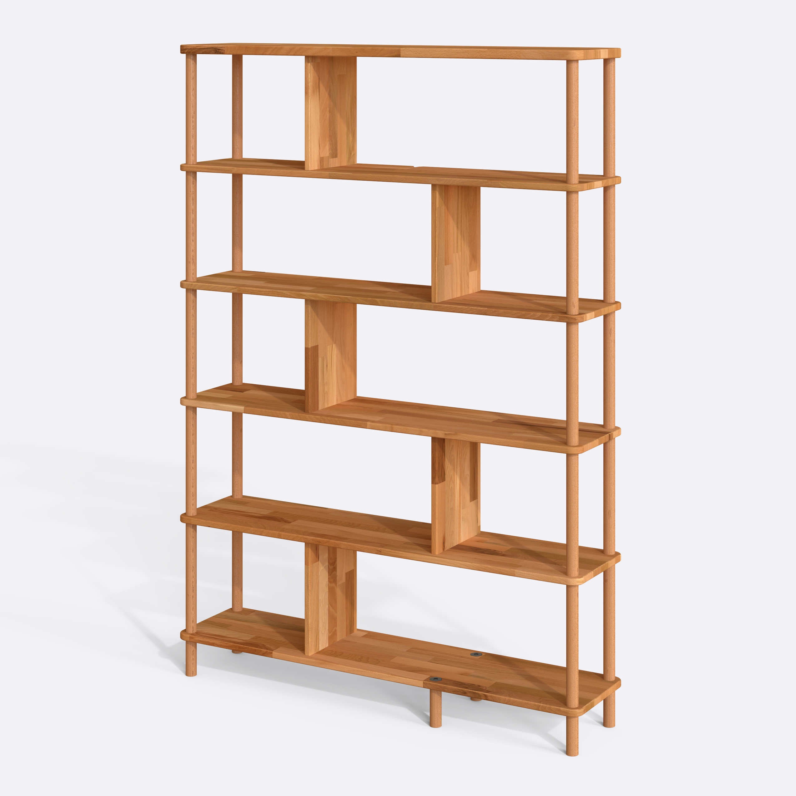 Solid beech bookcase studio view