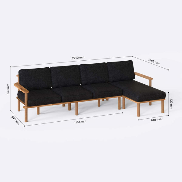 Bral Three Seat with Left Chaise
