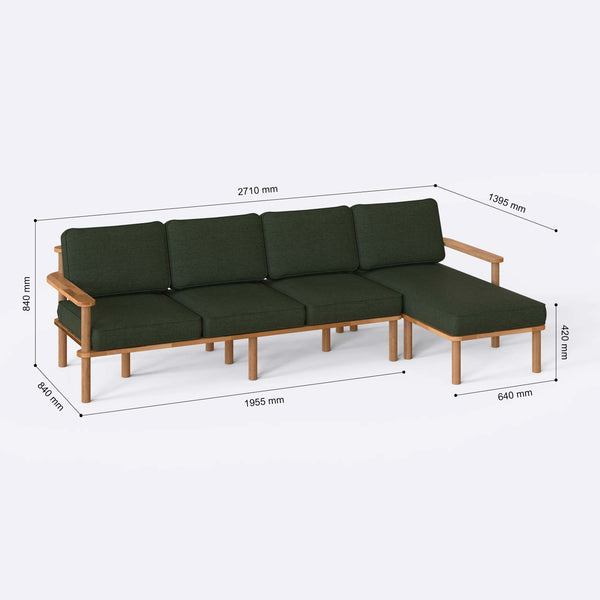 Bral Three Seat with Left Chaise