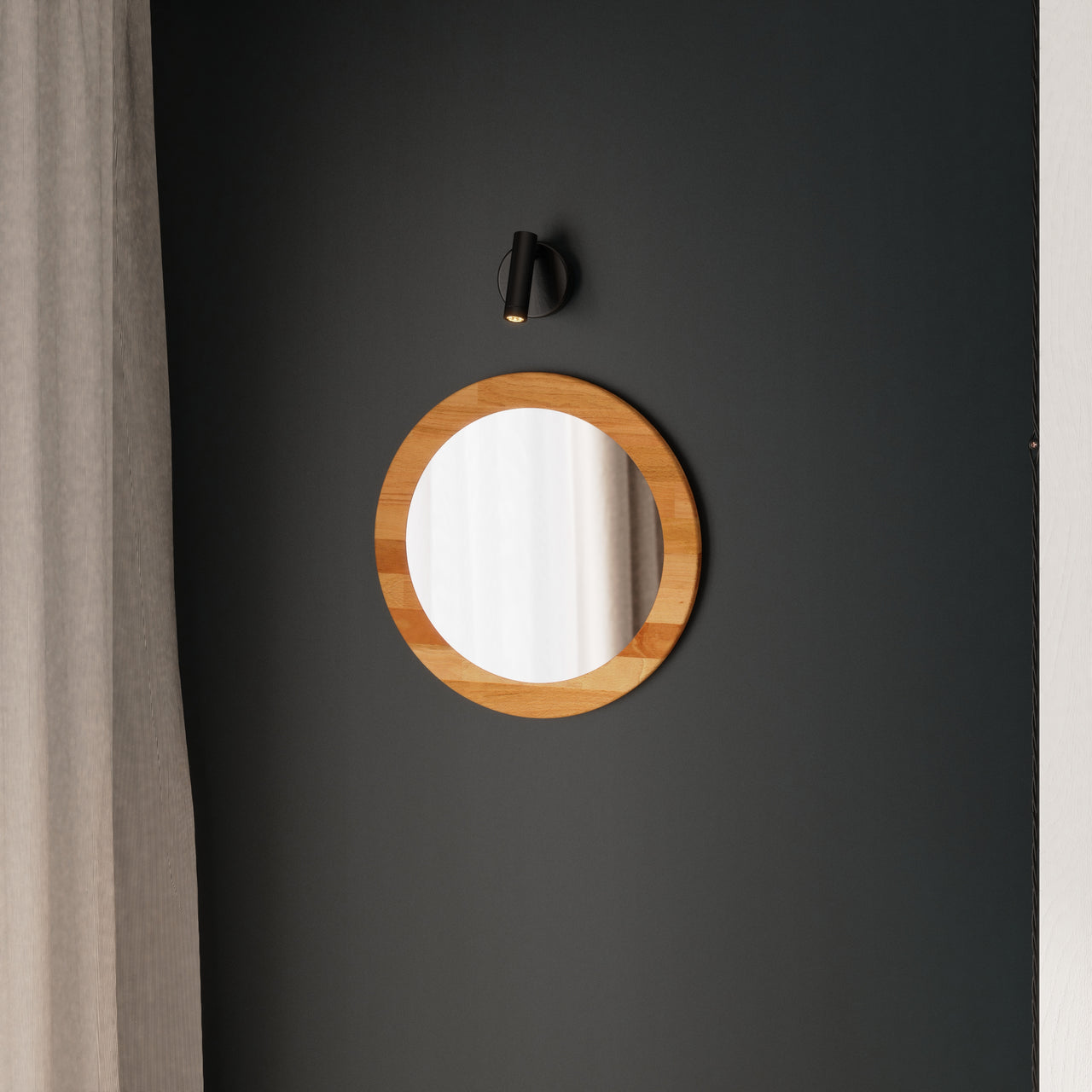 Round Mirror — a solid beech piece from the collection