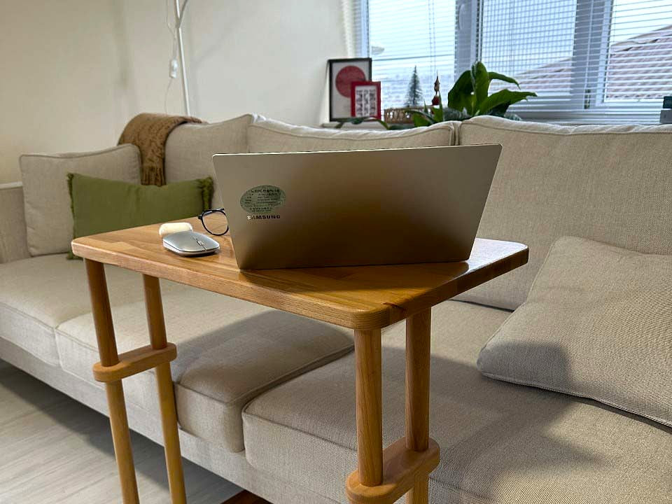Desk by Demontha, photographed in a finished room
