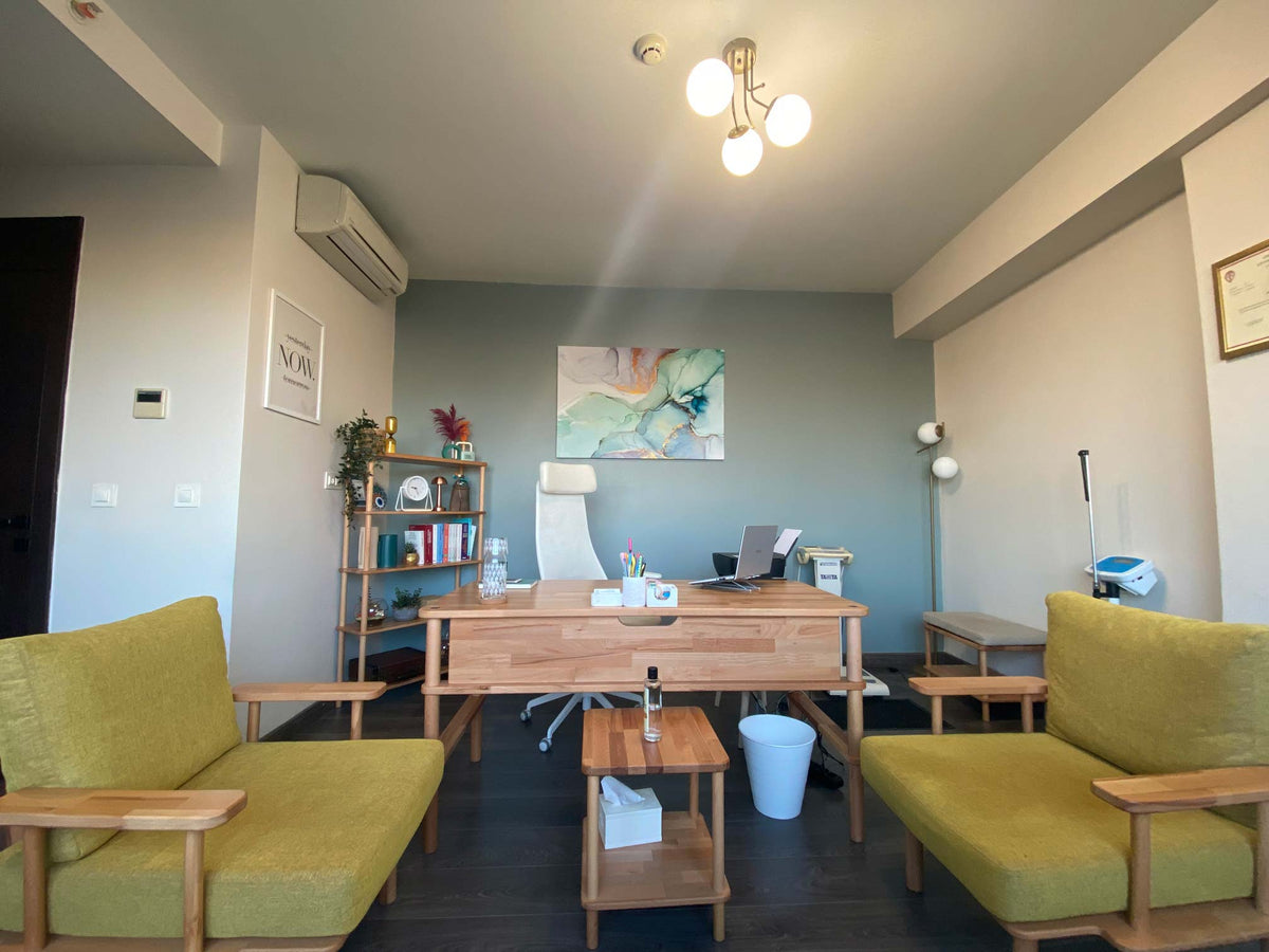 Seating group by Demontha, photographed in a finished room